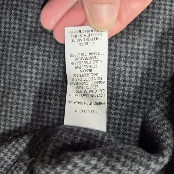LL Bean Shirt Mens Large Gray Houndstooth Wicked Good Flannel Traditional Fit - Picture 4 of 7